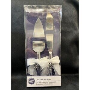 NEW Wilton Cake Knife & Server for Special Wedding Event Stainless Steel Hearts